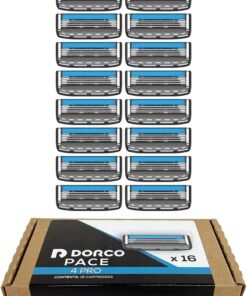 Dorco Pace 4 Pro - Sistema de afeitado con cuatro cuchillas (16 cartuchos (sin mango)