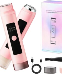 Afeitadora eléctrica para mujer, recortadora de bikini de doble cabeza para mujer, impermeable, uso húmedo y seco, recortadora de vello corporal y removedor de vello facial para bikini, axilas