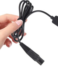 jojofuny Cable de Carga para Afeitadora Eléctrica 2piezas Negro Seguro y Resistente de Plástico y Metal Accesorios para Cargar Afeitadoras Hogar