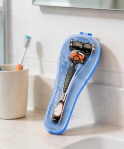 Estuche de almacenamiento para afeitadora de viaje, funda protectora para afeitar, caja organizadora portátil para baño y viajes (azul)