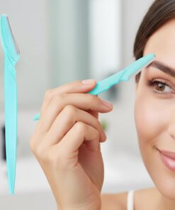 1 maquinilla de afeitar para cejas y rostro para mujeres y hombres, recortadora de pelo de cejas multiusos y afeitadora con cubierta protectora, color verde