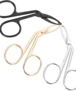 Happyyami Juego de 3 Pinzas para Cejas de Acero Inoxidable Diseño Plano, Incluye Recortador de Vello Nasal, Colores Dorado, Negro y Acero, para Depilación Facial Profesional