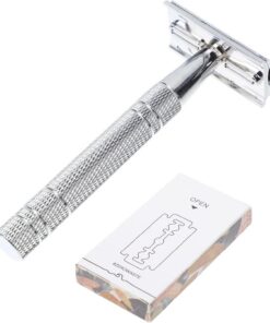 Ciieeo Maquinilla de Afeitar Plata de Doble Filo, Afeitadora Manual Vintage Aluminio y Aleación de Zinc, Ligera, Mango Cómodo, Portátil, para Hombres, Hogar y Viaje