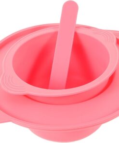 LIFKOME Cuenco de Silicona para Depilación con 400 Ml, Resistente al Calor, Color Rosa, Juego con Paleta para Mezclar, Accesorio para Mujeres, Uso en Belleza y Cuidado Personal