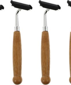 Generic Afeitadoras de Seguridad Masculinas Mango de Bambú, Maquinillas Manuales de Doble Filo, Paquete de 4 Unidades, Herramienta Compacta para Afeitado Clásico y Cuidado de Barba