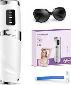 Depiladora Laser con Función de Refrigeración, Depiladora Luz Pulsada con 5 Niveles de Energía, para Mujer y Hombre, Bikini, Axilas, Cara