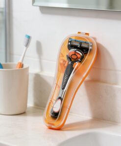 Estuche de almacenamiento para afeitadora de viaje, funda protectora para maquinilla de afeitar, caja organizadora portátil para baño y viajes (naranja)