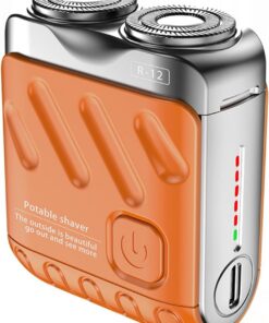 Afeitadora inalámbrica de tamaño mini de bolsillo para hombre, 7 afeitadora inalámbrica en seco y húmedo (naranja, talla única)
