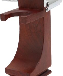 Soporte de goteo de madera para maquinillas de afeitar, soporte estable de afeitado rojo vino con base antideslizante para brochas de afeitar y maquinillas de afeitar de tamaño estándar