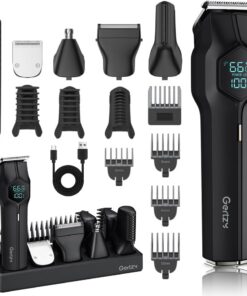 Kit de recortadora eléctrica 5 en 1 para barba, recortadora de pelo corporal, profesional, inalámbrica, recargable, IPX7, impermeable, kit de aseo para hombre, para cara, bigote, cuerpo, nariz