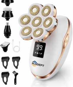 Maquinilla de afeitar eléctrica 7D para mujer, afeitadora eléctrica recargable 5 en 1 en seco y húmedo, recortadora de bikini y removedor de vello facial para piernas, brazos, cara, axilas, kit de