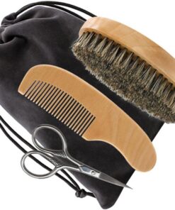 Hemobllo Kit de Cuidado de para Hombre con Tijeras Peine y Cepillo de Portátil con Estuche Herramientas Profesionales para Recortar y Peinar