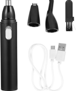 Ciieeo Recortador de Vello Nasal Eléctrico Negro Carga Usb, Cortapelos Multifunción de Abs y Acero Inoxidable para Cejas y Bigote, Portátil y Práctico