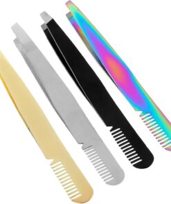 Pinzas para Depilar Cejas de Acero Inoxidable, 4 Piezas | Pinzas Depilar Cejas, Vello Facial de Mujer, Agarre Potente, Diseño Portátil