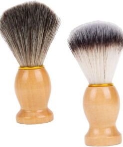 Brocha de Afeitar Profesional de Madera 2 Piezas para Hombres | Cabezal de Nailon Espumante, Fibra Delicada, Formato Compacto y Fácil de Llevar