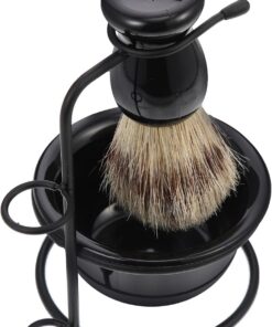 Cuenco Profesional de Acero Inoxidable Kit Afeitado Hombre y Brocha de Afeitar Resistente al Desgaste para Cuidado Facial en Casa