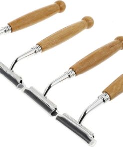 Hemobllo Maquinillas de Afeitar Manuales para Vello Facial Mango de Bambú y Acero Inoxidable, 4 Piezas, Seguras y Fáciles de Usar para Salones de Peluquería y Viajes