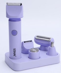 Maquinilla de afeitar eléctrica para mujer, kit de recortadora de bikini y vello corporal 5 en 1, afeitadora inalámbrica impermeable para cuidado completo del cuerpo