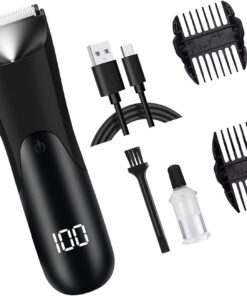 Afeitadora compacta de pelo corporal con indicadores de batería LCD, diseño impermeable, recargable para uso doméstico y de viaje, ideal para viajes