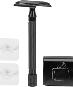 Healeved Afeitadora Manual de Seguridad de Doble Cara para Hombre, Aleación de Aluminio y Zinc, Ligera y Portátil para Casa y Viaje