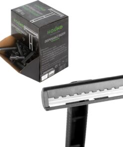 Hound Tattoo Supply - Maquinilla de afeitar desechable para tatuadores - Negro - Hoja de acero de alta calidad - Paquete de 100 piezas - Afeitado cómodo (DOBLE HOJA)