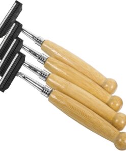 OUNONA Maquinilla de Afeitar Clásica con Mango de Bambú Paquete de 4 Piezas y Cuchillas de Acero Inoxidable para Afeitado y Cómodo en Hombres
