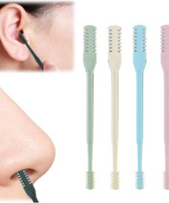Juego familiar de recortadora de vello nasal para mujeres y hombres, manual de recortador de nariz, cortador de vello nasal, removedor de vello nasal (paquete de 3, oscuro, cielo, crema, rosa