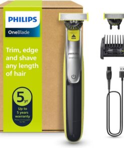 Philips OneBlade 360 - Maquinilla de Afeitar Híbrida, Barbero Eléctrico y Afeitadora, 2 Cuchillas 360, Peine-Guía Ajustable 5 en 1 (modelo QP2734/30)