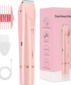 Recortadora de bikini para mujer, afeitadora de doble cabeza 2 en 1 para mujer, impermeable, recargable, depilación húmeda y seca, maquinilla de afeitar eléctrica para mujer, pierna púbica, brazo y