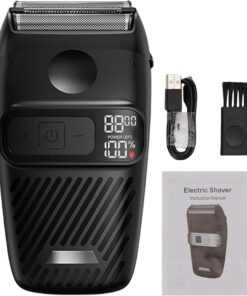 Práctico dispositivo de aseo con pantalla LCD, pequeña afeitadora eléctrica recargable, herramienta de afeitado eléctrica para barba