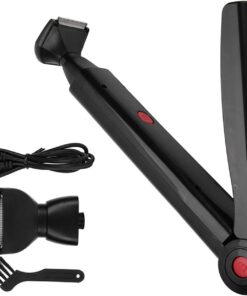 Afeitadora eléctrica 2 en 1 con mango plegable y parte trasera de pelo con carga USB para hombres, cuidado corporal, afeitadora ajustable