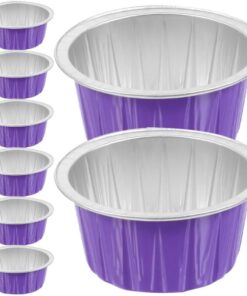 SHINEOFI 8 Piezas Cuencos de Aluminio para Derretir Cera Púrpura, Reutilizables y Portátiles para Depilación Profesional en Casa