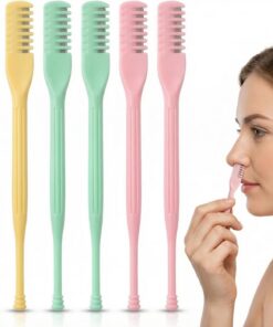 Paquete de 6 cortadores nasales 2 en 1, recortador de vello nasal reversible giratorio de 360° para hombres y mujeres, varios colores