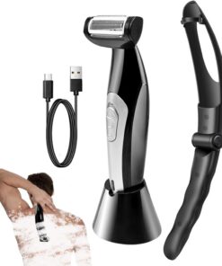 Men's Body Hair Trimmer, Long Handle Back Shaver, Electric Body Groomer | Wet and Dry Hair Removal, Portable Body Hair Shaver, Ergonomic Back Groomer for Men