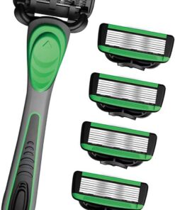 Práctica máquina de afeitar manual para hombre con mango de goma 7 capas de cuchilla herramienta de aseo 5 cuchillas adicionales incluidas afeitadora manual