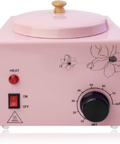 Calentador de cera rosa portátil con temperatura ajustable y varillas de cera para depilación sin dolor para mujeres y hombres