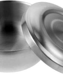 STOBAZA Cuenco de Afeitar Diseño Simple y Funcional para Hombres de Acero Inoxidable con Tapa, y Práctico, Adecuado para Uso en Salón Casa