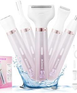 Maquinilla de afeitar eléctrica 5 en 1 para mujer, removedor de vello facial sin dolor, recortadora de bikini recargable para mujer, maquinilla de afeitar facial húmeda/seca para cara, nariz, cejas,