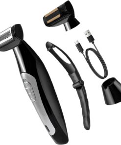Afeitadora de pelo para hombre con mango extensible de 46 cm, impermeable y carga USB para un fácil aseo de la espalda de los hombres
