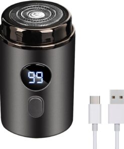 Mini afeitadora eléctrica con bolsillos para hombres, cabeza de afeitado grande flotante, afeitadora portátil, resistente al agua, IPX7, mini recortadora de pantalla LED de carga USB C, ideal para