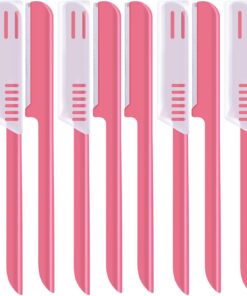 10 piezas de maquinilla de afeitar de cejas para mujer, afeitadora facial, moldeador de cejas, recortadora de cejas, herramienta de modelado con cubierta (rosa)