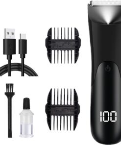 Cortapelos para hombres | Afeitadora de barba portátil | Cortapelos portátil con pantalla LCD digital para barba cara, nariz, cabeza y artes