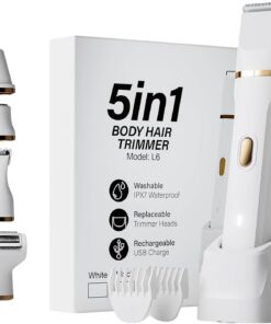 Maquinilla de afeitar eléctrica 5 en 1 con cable USB, excelente eliminación de vello facial, afeitadora corporal húmeda/seca para nariz, cejas, barba, pierna y brazo, IPX7