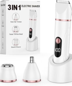 Afeitadoras para mujer 3 en 1, recortadora de bikini y afeitadora sin dolor con depilación facial y recortadora de vello de nariz para cara, piernas, axilas, vello púbico BT11