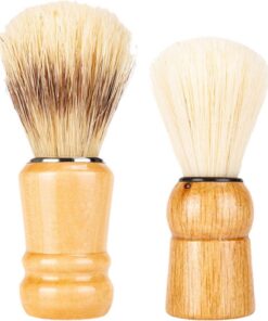 VALICLUD Brocha de Afeitar para Hombres 2 Piezas Mango de Madera Cerda de Jabalí Natural Accesorio para Barba y Espuma Adecuado para Uso en Salón y Cuidado Personal