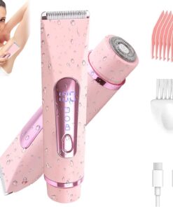 Lady Shavers - Maquinilla de afeitar eléctrica 2 en 1 y recortadora de bikini inalámbrica para depilación facial, doble cabeza, sin dolor, para vello púbico, piernas, axilas, cara, IPX7, impermeable