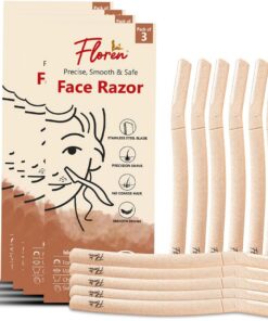 Floren Maquinilla de afeitar facial para mujeres (juego de 3) I Para una depilación facial suave y sin esfuerzo I Adecuado para pelusa de melocotón, barbilla, labios superiores y cejas (paquete de 4)