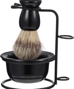 Ciieeo Set de Afeitado para Hombre Brocha Profesional y Soporte de Acero Inoxidable Ligero y Retro para Cuidado Barba en Casa