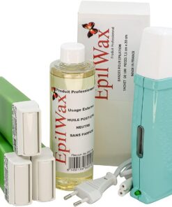 EpilWax Royal Kit Depilatorio Completo con : Calentador de Cera Profesional-4 Roll-On de Cera 100 ml Aloè Vera-100 Tiras Depilatorias-250 ml de Aceite para después depilación (Royal Aloè Series 4)