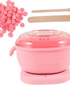 Kit de Depilación Cera, Calentador de Cera 50g, Silicona | 1 Juego, Rosa, Uso Fácil y Aplicación , Madera Incluida, para Hombres y Mujeres